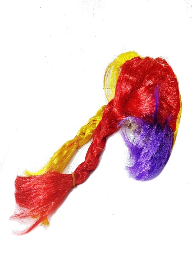 ARTBOX Coloured Braided Hair Wig for Ladies Teenagers and Kids Free Size, Best for Holi and Stage Drama Show - Image 5